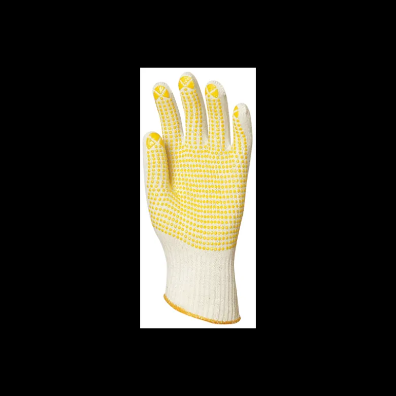 Gants en coton tricoté avec picots jaunes 1 face - Eurotechnique | 4365