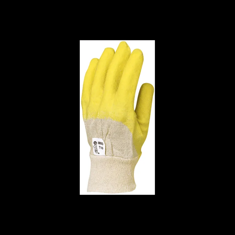 Gants en latex crêpé jaune - dos aéré - Eurotechnique | 3800