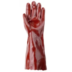 Gants EUROCHEM 3640, coton, enduit PVC rouge, Longueur 40cm - COVERGUARD | MO3640
