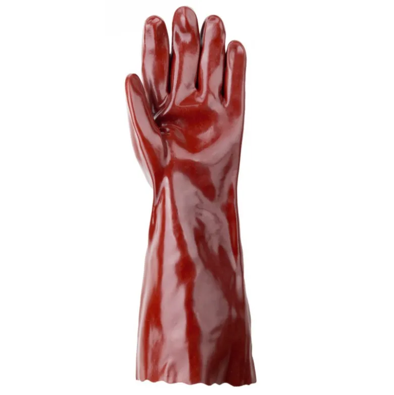 Gants EUROCHEM 3640, coton, enduit PVC rouge, Longueur 40cm - COVERGUARD | MO3640