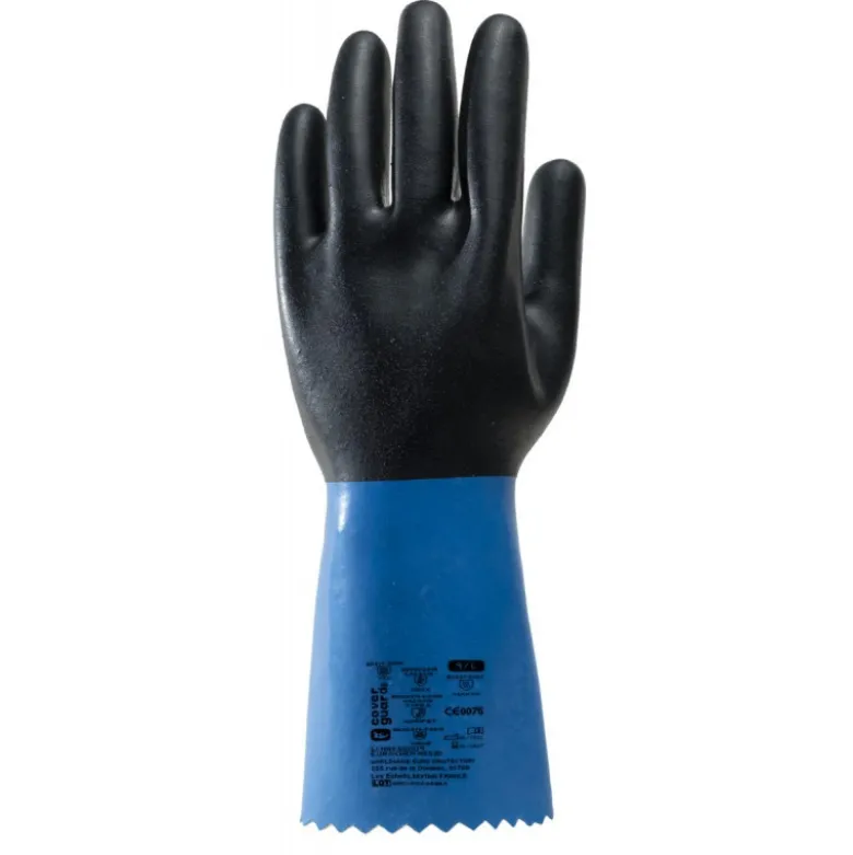 Gants EUROCHEM NE530, neoprene noir sur support coton, 0.90mm, 35cm - COVERGUARD | 1CHNE30