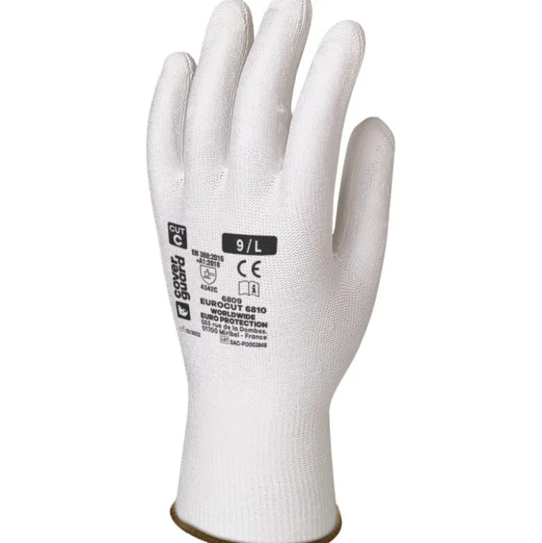 Gants EUROCUT 6810, HDPA blanc, enduction palmaire en PU blanc, J13 - COVERGUARD | MO6810
