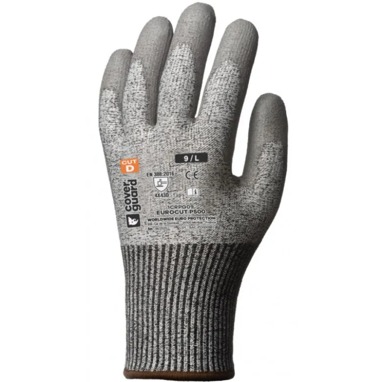 Gants EUROCUT P500 cut D. HPPE J13 paume enduite PU gris - COVERGUARD | 1CRPG