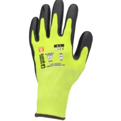 Gants EUROCUT STRONG L440 CUT D. J13 HPPE jaune paume enduite latex noir embosse - COVERGUARD | 1CHLD00