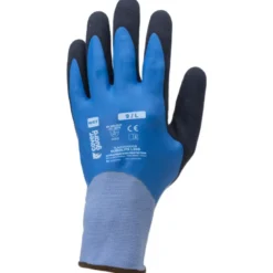 Gants EUROLITE L300 polyamide bleu, J15, double enduction totale latex lisse et sandy paume - COVERGUARD | 1LACC00