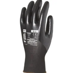 Gants EUROLITE 1NIAB, polyester noir, J15, Enduction 3/4 nitrile noir - COVERGUARD | 1NIAB