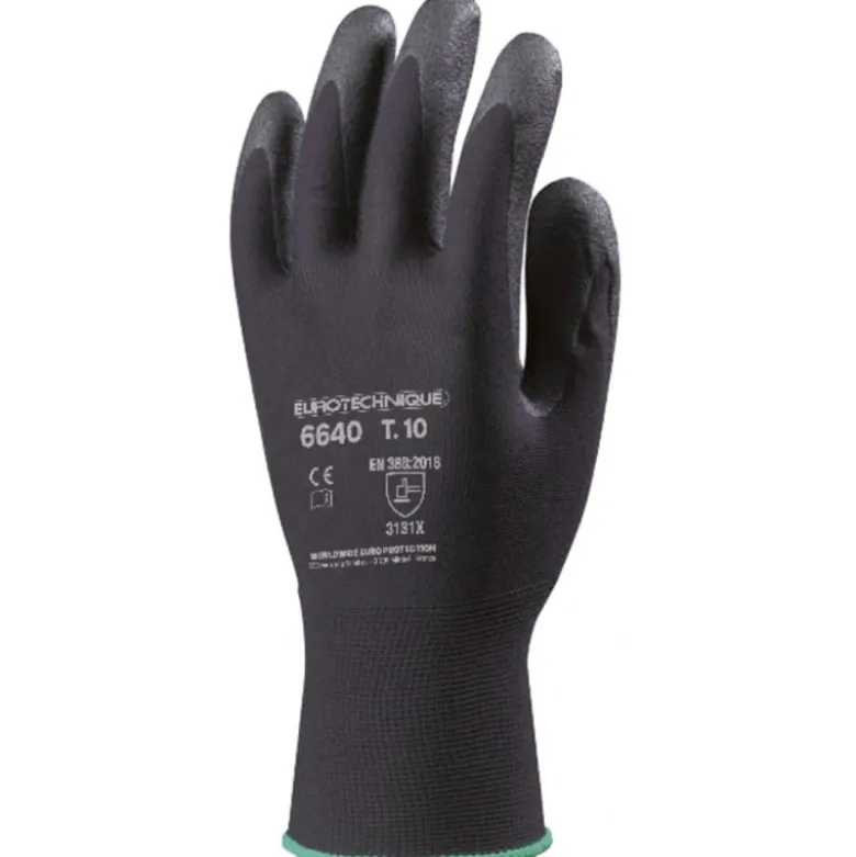 Gants EUROLITE 6640, nylon noir, paume enduite mousse PVC noir *CAR* - COVERGUARD | MOP6640