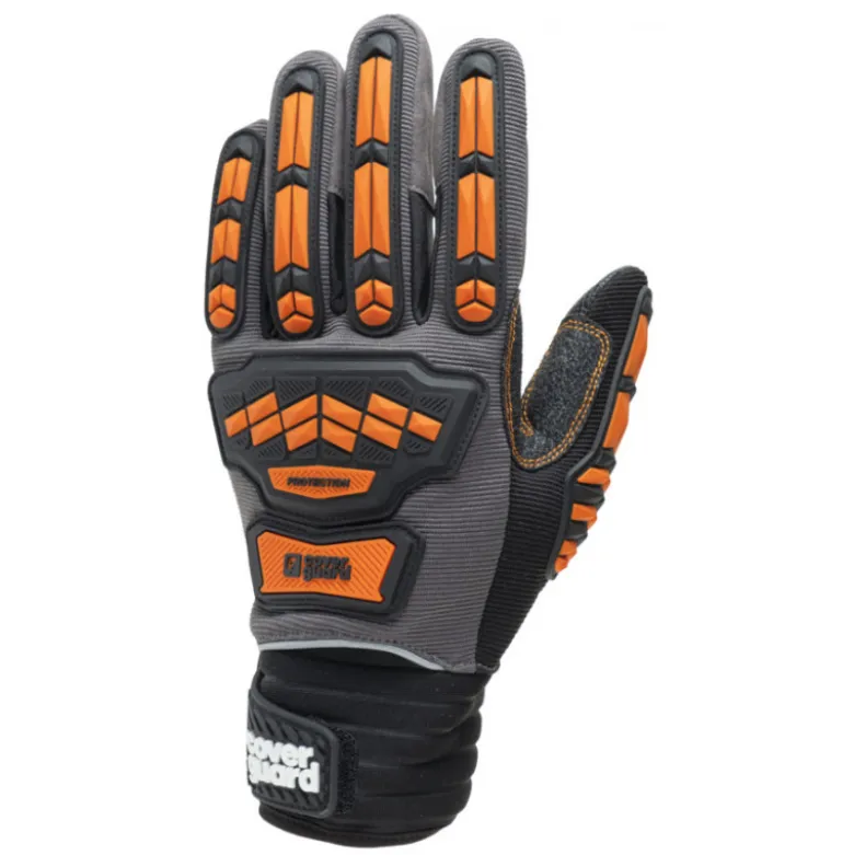 Gants EUROSTRONG MX600, IMPACT type mécanique, gris et orange - COVERGUARD | 1MEHI00