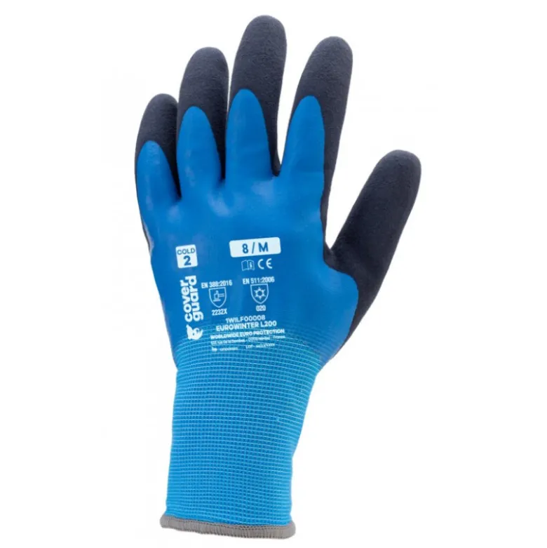 Gants EUROWINTER L200, polyester, bouclette acrylique, double enduction latex main et paume sandy - COVERGUARD | 1WILF0