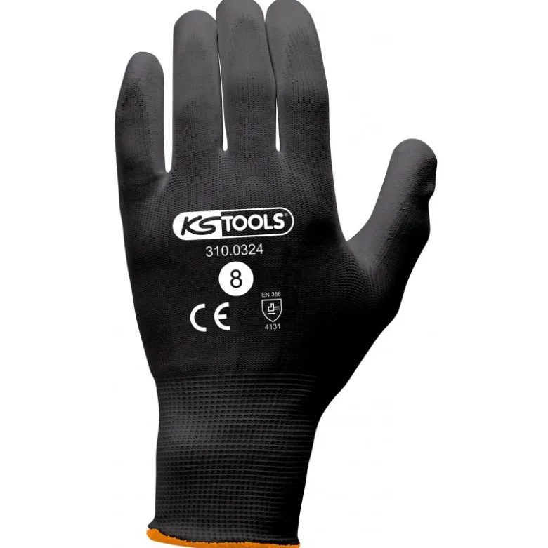 Gants microfibres noirs, T.8, 12 paires KS Tools | 310.0324