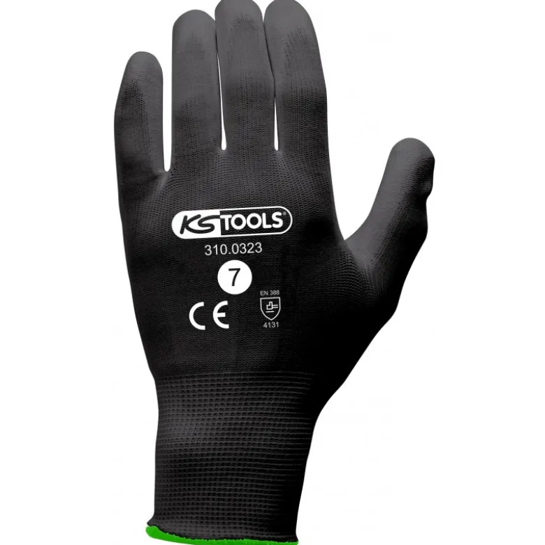 Gants microfibres noirs, T.7, 12 paires KS Tools | 310.0323