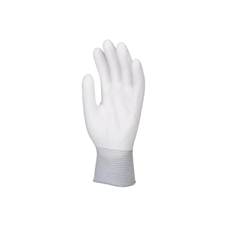 Gants tricoté 100 % polyamide blanc - paume enduite polyuréthane blanc - Eurotechnique | 6110