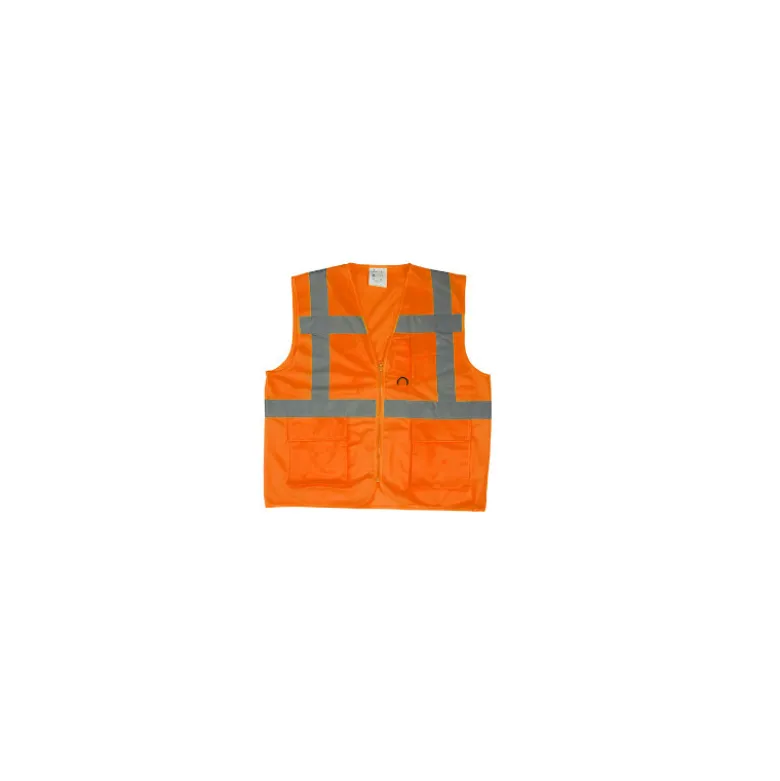 Gilet de sécurité - YARD - 100% PES + zippé multipoches + 4 bandes (sous cavalier) - Orange HV - COVERGUARD | 7YGMO