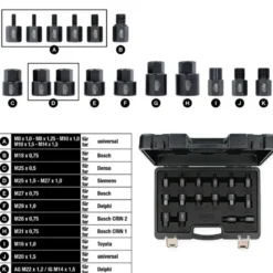 Jeu d’adaptateurs à visser pour extracteur d’injecteur, 16 pcs - KSTools | 152.1105