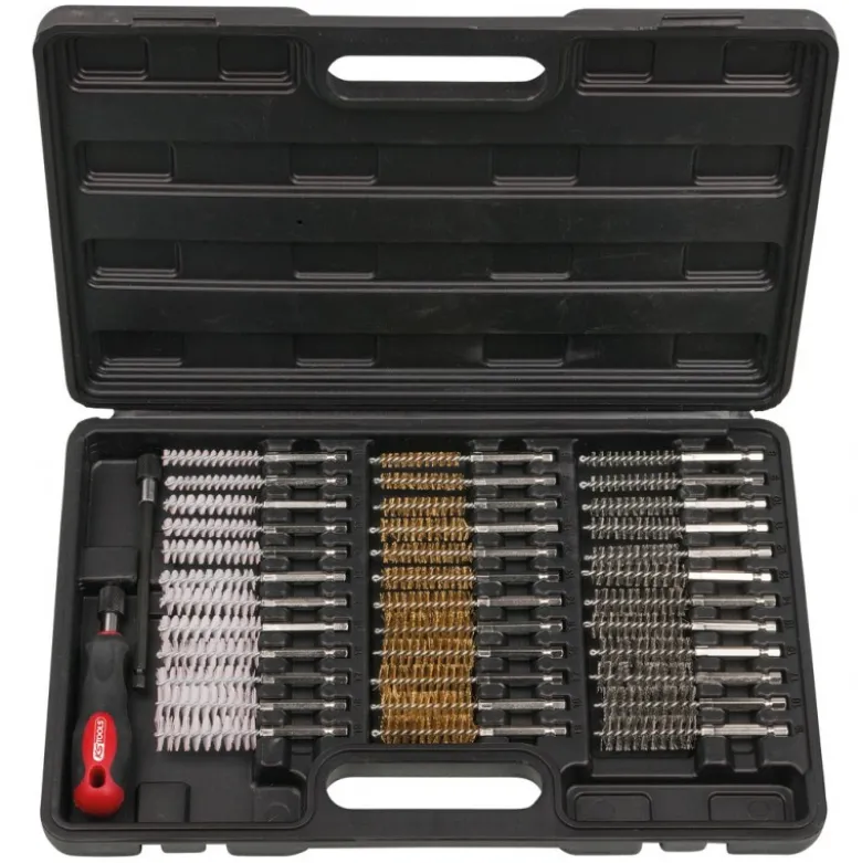 Jeu de brosses de nettoyage pour puit de bougie de préchauffage ou d'injecteur - KS Tools | 340.0010