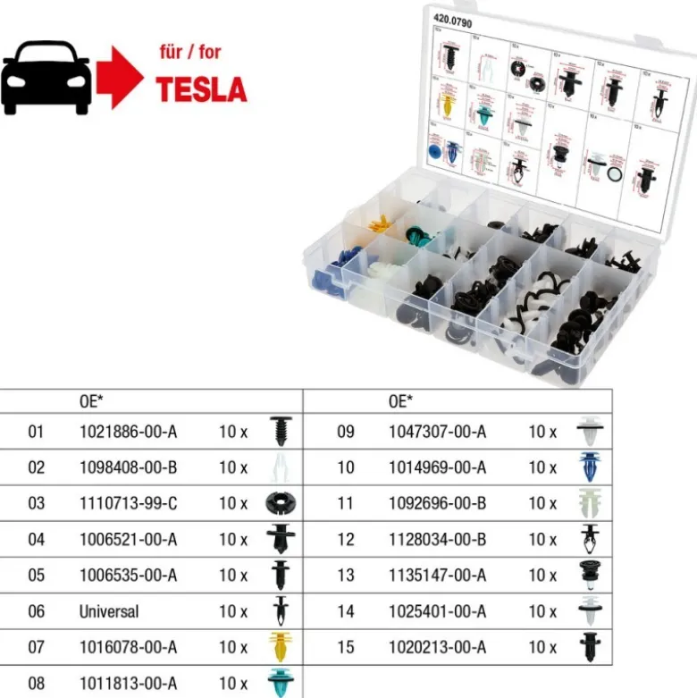 Jeu de clips de fixation - Tesla, 150 pcs - KSTools | 420.0790