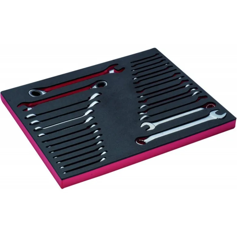 Jeu de clés mixtes contre-coudées et de clés à cliquet, module mousse 3/3 Fit&Go - 28 pcs - Bahco | FF1A3005