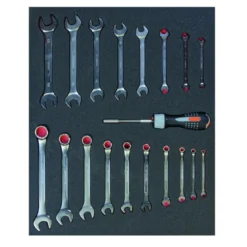 Jeu de clés mixtes et de clés à fourche doubles, module mousse 3/3 Fit&Go - 19 pcs - Bahco | FF1A02