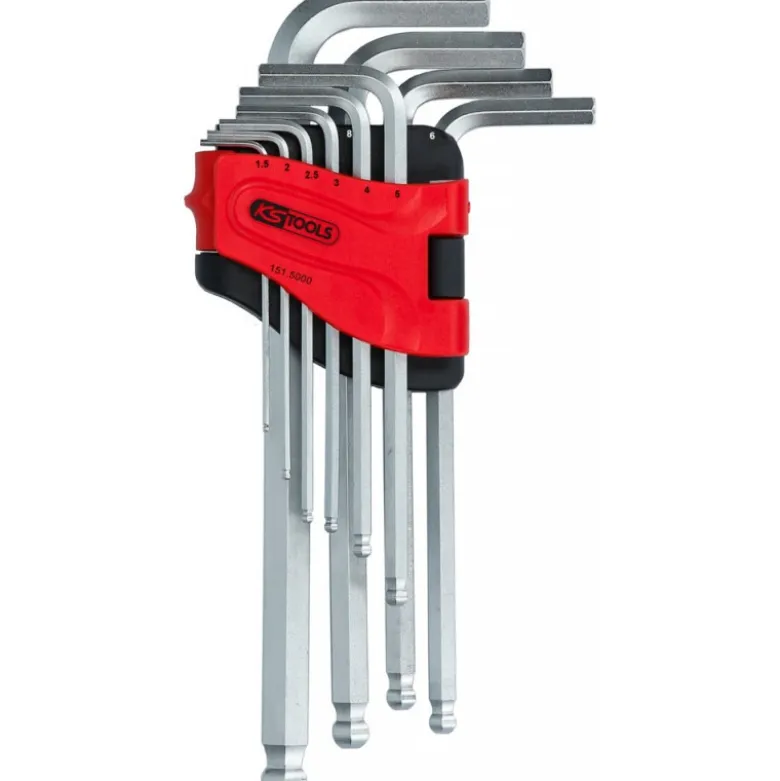 Jeu de clés mâles coudées à six pans creux et tête sphérique, longues, 10 pcs KSTools | 151.5000
