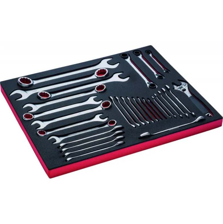 Jeu de clés à molette/mixtes/à fourche doubles, module mousse 3/3 Fit&Go - 30 pcs - Bahco | FF1A04