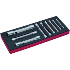 Jeu de clés serre-tubes à fourche double, module mousse 1/3 Fit&Go - 9 pcs - Bahco | FF1E3008