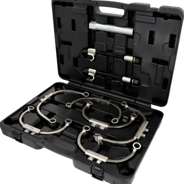 Jeu de compresseurs de ressort universel McPherson avec étrier de sécurité, 9 pcs - KSTools | 500.8790
