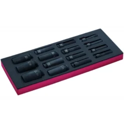 Jeu de douilles à choc longues 1/2", module mousse 1/3 Fit&Go - 15 pièces - Bahco | FF1E2213