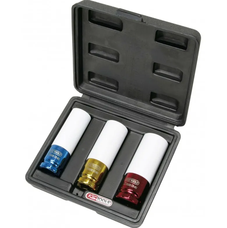 Jeu de 3 douilles à chocs Ø 17, 19, 21 mm, pour jantes aluminium - KS Tools | 515.1005