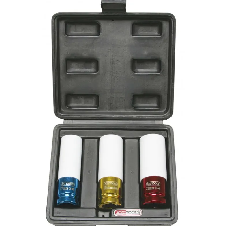 Jeu de 3 douilles à chocs Ø 17, 19, 21 mm, pour jantes aluminium - KS Tools | 515.1005