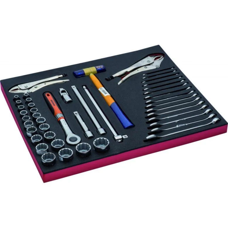 Jeu de douilles/clés/poignées, module mousse 3/3 Fit&Go - 45 pcs - Bahco | FF1A5030