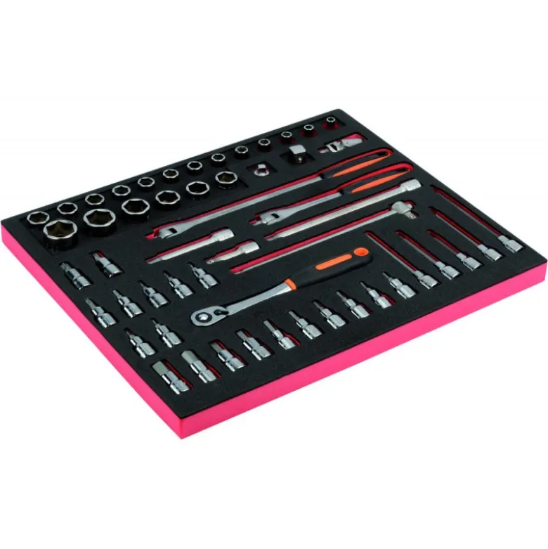 Jeu de douilles/embouts, module mousse 3/3 Fit&Go - 53 pcs - Bahco | FF1A130