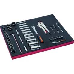 Jeu de douilles et cliquets à tête ronde, module mousse 3/3 Fit&Go - 50 pcs - Bahco | FF1A25