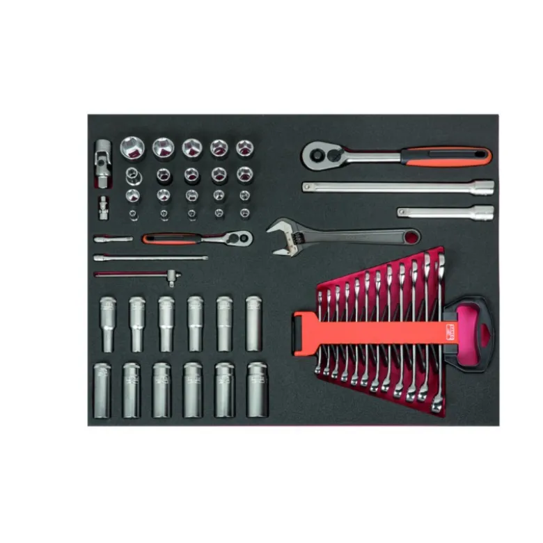 Jeu de douilles et clés, module mousse 3/3 Fit&Go - 54 pcs - Bahco | FF1A39