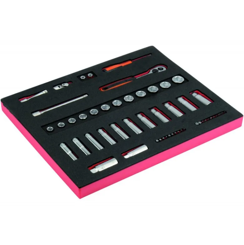 Jeu de douilles standard/longues 3/8", module mousse 2/3 Fit&Go - 34 pcs - Bahco | FF1F2102