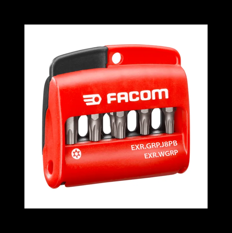 Jeu de 8 embouts OGV Grip Resistorx sur Etui T10, T15, T20, T25, T27, T30, T40 + porte-embout - FACOM | EXR.GRP.J8PB