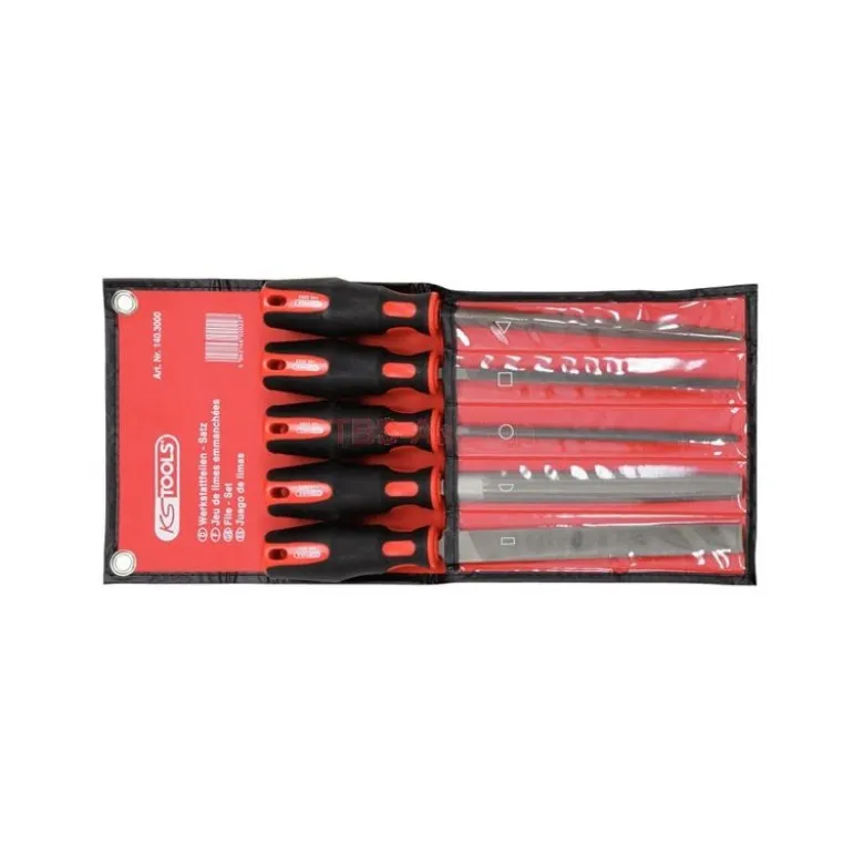 Jeu de limes emmanchées, 5 pcs, en trousse - KS Tools | 140.3000