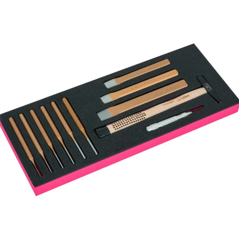 Jeu de marteau/burins plat/chasse-goupilles, module mousse 1/3 Fit&Go - 11 pcs - Bahco | FF1E5002