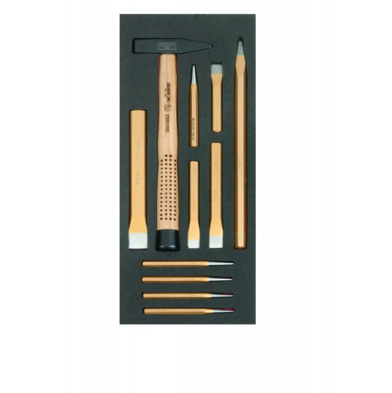 Jeu de marteaux/burins plat/chasse-goupilles, module mousse 1/3 Fit&Go - 11 pcs - Bahco | FF1E5003