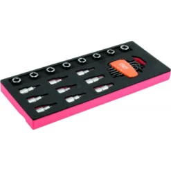 Jeu d’embouts et de douilles tournevis 1/2", module mousse 1/3 Fit&Go - 25 pcs - Bahco | FF1E2207