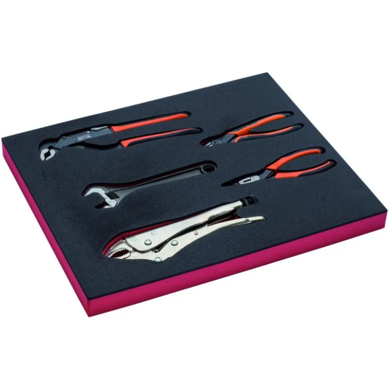 Jeu de pinces/clés à molette, module mousse 2/3 Fit&Go - 5 pcs - Bahco | FF1F5003