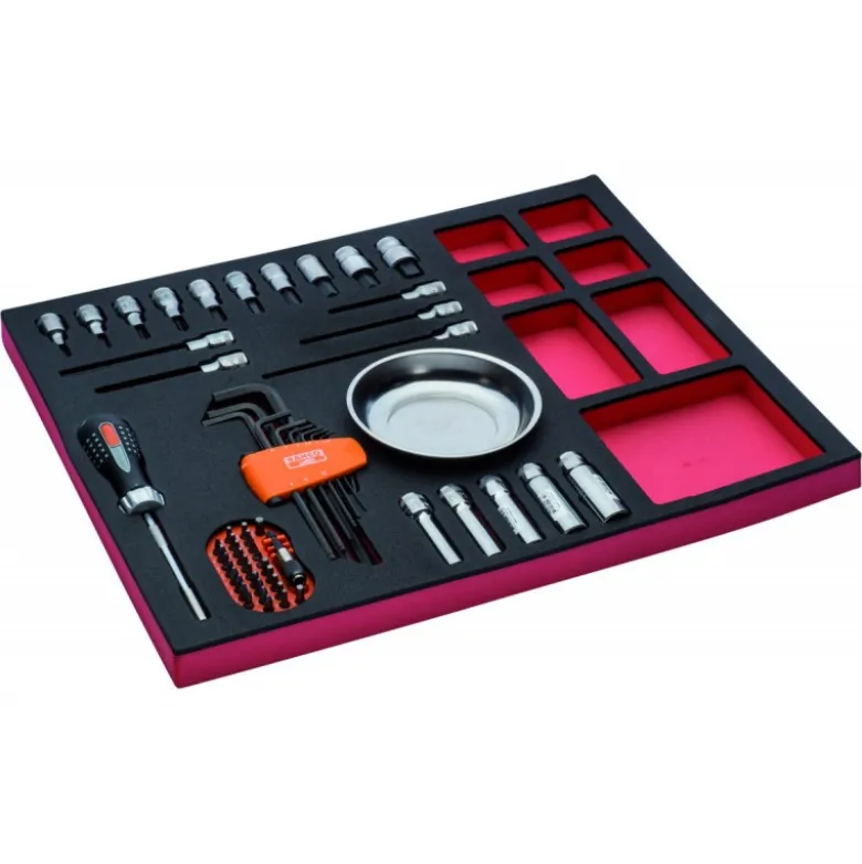 Jeu de tournevis/douilles tournevis, module mousse 3/3 Fit&Go - 62 pcs - Bahco | FF1A5031