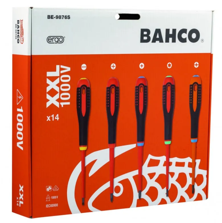 Jeu de tournevis à fente/Phillips/Pozidriv/TORX®/Combi PZ ERGO™ avec poignée en caoutchouc - 14 pcs Bahco | BE-9876S