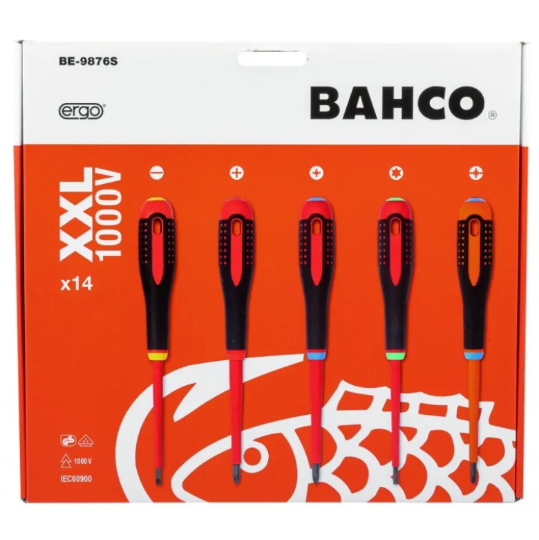 Jeu de tournevis à fente/Phillips/Pozidriv/TORX®/Combi PZ ERGO™ avec poignée en caoutchouc - 14 pcs Bahco | BE-9876S