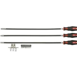 Jeu de 3 tournevis flexibles 500 mm, porte douilles,embouts, TV 7, 9pcs - KS Tools | 911.1180