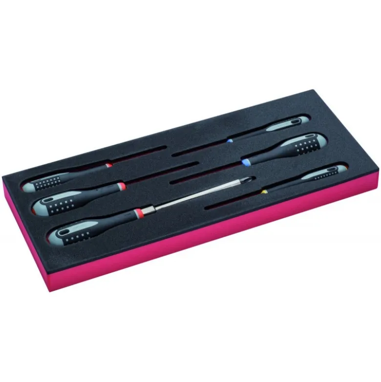 Jeu de tournevis vis à fente/Phillips/Pozidriv, module mousse 1/3 Fit&Go - 6 pcs - Bahco | FF1E1006
