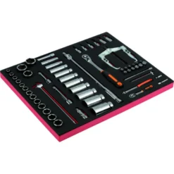 Jeu d'extracteur/cliquet à tête ronde/douilles, module mousse 3/3 Fit&Go - 58 pcs - Bahco | FF1A22