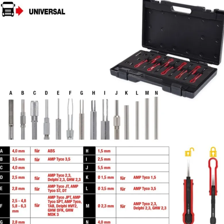 Jeu d'extracteurs de cosses pour PL, 14 pcs - KSTools | 150.1215