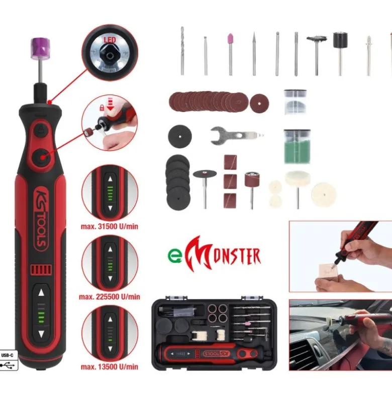 Jeu d’outil multifonction eMONSTER sans fil avec 50 accessoires - KSTools | 515.3990