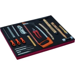 Jeu d'outils de frappe/limes avec monture de scie à métaux, module mousse 3/3 Fit&Go - 15 pcs - Bahco | FF1A07