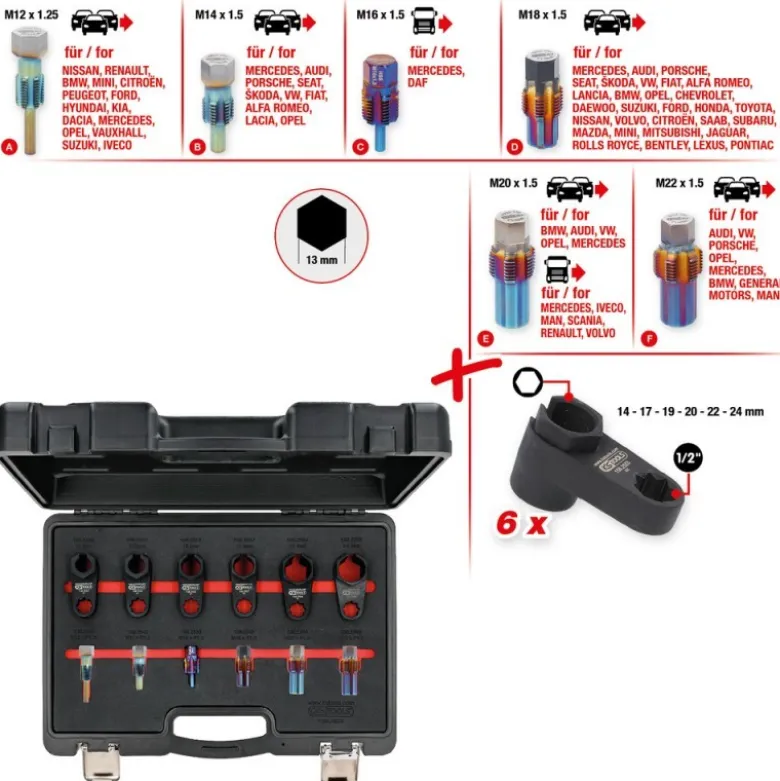Jeu d’outils de réparation Master pour sondes d’échappement, 12 pcs - KSTools | 150.2550